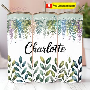 MInt Floral Aesthetic 20oz Sublimation Tumbler Designs PNG, Silver Glitter Split 9.2 x 8.3” Straight Skinny Tumbler Wrap PNG
