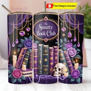 Seamless The Smutty Book Club Book Lover PNG Design, Books 20 oz Skinny Straight Tumbler Sublimation Design, Tumbler Wrap, Digital Download