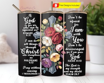 Christian Tumbler Wrap, Faith Sublimation, Bible Scripture Verses 20oz Skinny, Bible Verse Wrap, Religious Inspirational Design, Cross Wrap