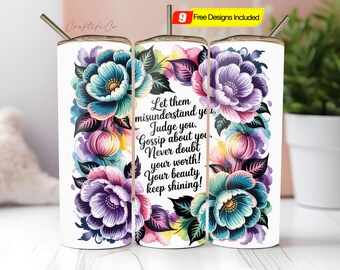 Let Them, 20oz Tumbler Wrap, Dripping Sunflowers, Digital Download, Positive Affirmations Tumbler Wrap, Positive Quote Wrap PNG