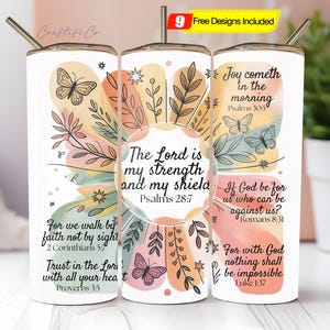 Christian Tumbler Wrap 20 oz Skinny Tumbler Sublimation Design PNG Digital Download Only, Faith Bible Scripture Verses Tumbler Wrap