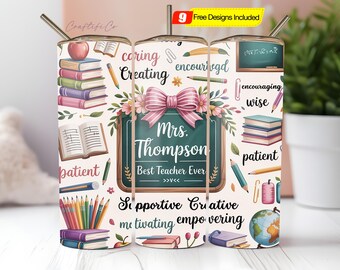 Customizable Teacher Appreciation Tumbler Wrap: Watercolor Design Digital Download Png