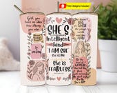 She Is Me Daily Affirmations 20oz Tumbler Wrap, Inspirational Woman Tumbler Design, Positive Affirmations Tumbler PNG Digital Download