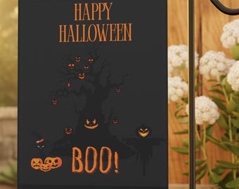 Halloween-tuinvlag: spookachtige dubbelzijdige buitenbanner
