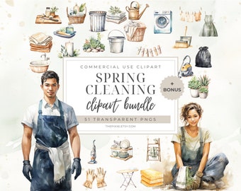 Cleaning Clipart, Chore Clipart, Watercolor Cleaning, Laundry Clipart, Cleaning Tools PNG, Chore Clipart, Housekeeping PNG