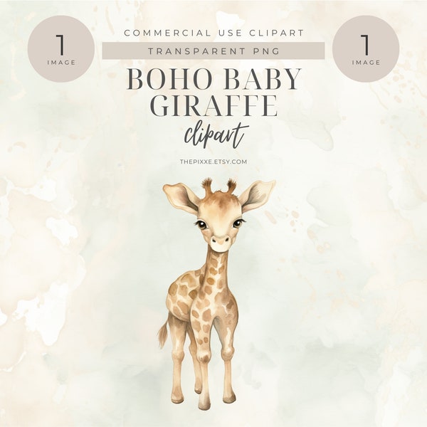 Baby Giraffe Clipart, Watercolor Giraffe, Cute Giraffe Clipart, Baby Shower Clipart, Nursery Art, Nursery Decor, Giraffe PNG