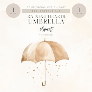 Watercolor Umbrella Clipart, Watercolor Clipart, Baby Shower Clipart, Watercolor Umbrella PNG, Bridal Shower Clipart, Umbrella With Rain