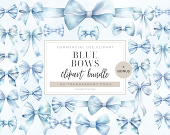 Blue Bow Clipart, Watercolor Ribbon, Watercolor Blue Bow, Coquette Bows PNG, Blue Bow Coquette, Watercolor Bow PNG, Pastel Blue Bow PNG