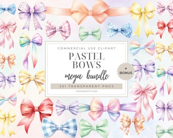 Bow Clipart, Watercolor Ribbon, Coquette Bows PNG, Bow Coquette, Ribbon Bow Clipart, Watercolor Bow PNG, Pastel Bow PNG, Coquette Aesthetic