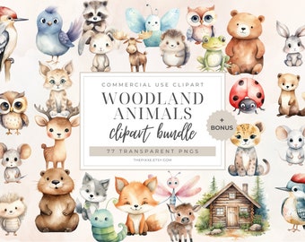 Nursery Woodland, Watercolor Woodlands, Woodland Baby Shower, Watercolor Clipart, Nursery Decor, Nursery Wall Art, Forest Animals PNG