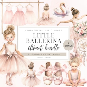 Ballerina Clipart, Cute Ballet Clipart, Ballerina Birthday, Ballerina Print, Watercolor Clipart, Ballerina Stickers, Ballet Girl Clipart