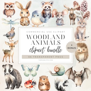 Nursery Woodland, Watercolor Woodlands, Woodland Baby Shower, Watercolor Clipart, Nursery Decor, Nursery Wall Art, Forest Animals PNG