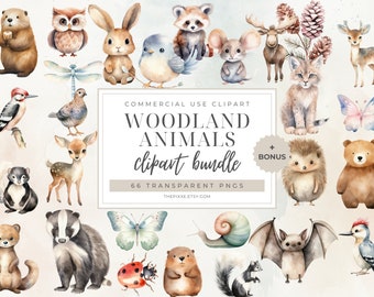 Nursery Woodland, Watercolor Woodlands, Woodland Baby Shower, Watercolor Clipart, Nursery Decor, Nursery Wall Art, Forest Animals PNG