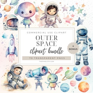 Astronaut Clipart, Outer Space Clipart, Moon Clipart, Solar System Clipart, Alien Clipart, Planets PNG, Rocket Clipart, Cute Space Clipart