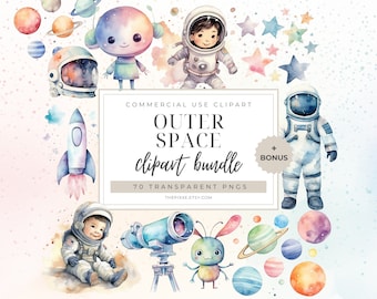 Astronaut Clipart, Outer Space Clipart, Moon Clipart, Solar System Clipart, Alien Clipart, Planets PNG, Rocket Clipart, Cute Space Clipart