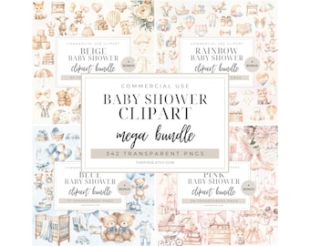 Baby Shower Clipart, Watercolor Newborn Clipart, Baby Boy Clipart, Baby Girl Clipart, Boho Baby Clipart, Gender Reveal, Gender Neutral Baby