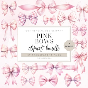 Pink Bow Clipart, Watercolor Ribbon, Watercolor Pink Bow, Coquette Bows PNG, Pink Bow Coquette, Watercolor Bow PNG, Pastel Pink Bow PNG