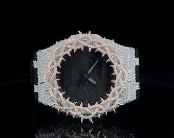 IcedOut Moissanite Uhr Silber mit Moissanite Bezal / Luxusuhren / Diamantuhren / ( Ap Strap In Uhr )