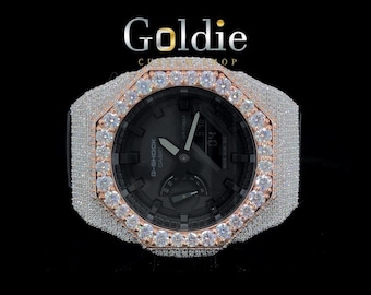 Iced Out Moissanite Watch, Silver Bezel, VVS1 Clarity, Handmade Luxury Timepiece