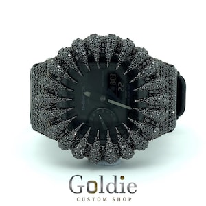 Icedout Vvs1 Moissanite Watch/Silver with Black Moissanite Bezal/Pass Tester Moissanite/Luxury Watches /Vvs Watch