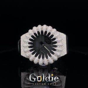 Icedout Vvs1 Moissanite Watch/Silver with Moissanite Bezal/Pass Tester Moissanite/Luxury Watches /Vvs Watch