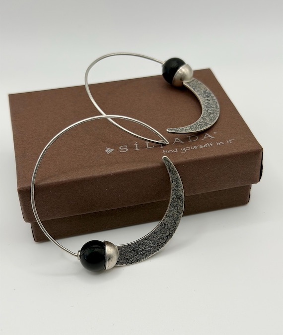 Silpada Hammered Crescent Threader Loop Earrings … - image 1