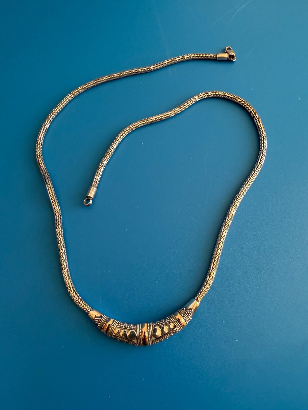 Balinese Silver and Gold Chain W/ornate Curved Central Bar - Etsy