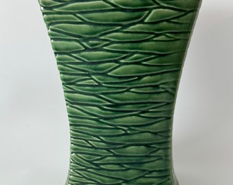 Green McCoy Tall  Mid-century Vase Glossy Textured