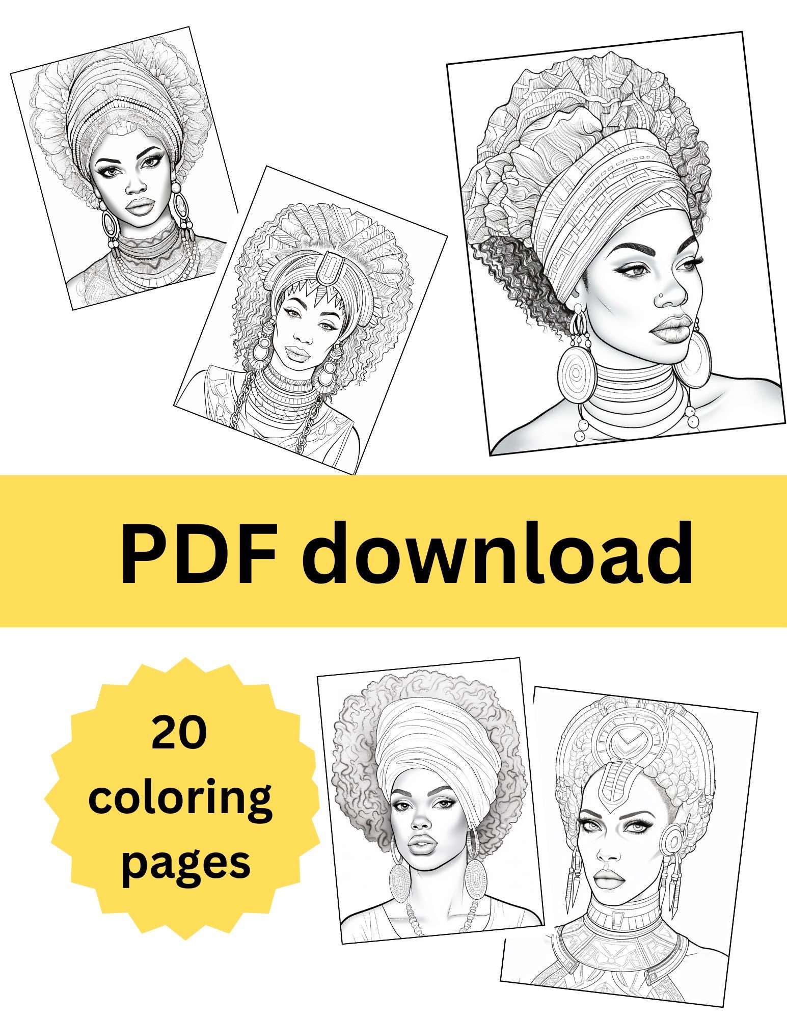 Digital Coloring Book : Nubian Queen 20 Portraits of Black Women ...
