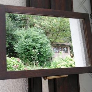 Vintage Rustic Wooden Wall Mirror – 1940s Small Wall Mirror – Natural Patina – Cottagecore Home Décor