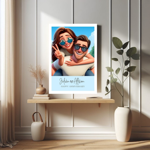 Custom Pixar Couple Portraits, Cartoon Portrait from Photo Gift, Custom Couple Poster, Unique Portrait Gift, Custom Drawing Couple