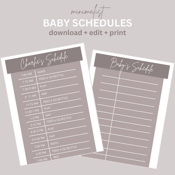 Baby Schedule Etsy