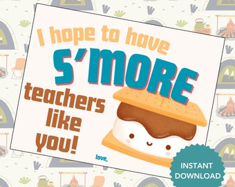 S'mores Leraarkaart, Bedankkaart, S'mores Kit Tag, Einde van School, Leraarwaardering, Leraarcadeau