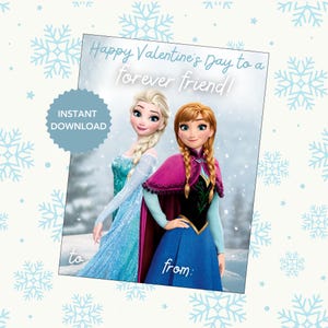 Frozen Valentine, Anna and Elsa Valentine, Frozen Sisters, Friend Valentine, Preschool Valentine, School Exchange, Instant Download