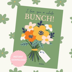 Floral Valentines Printable, Valentines Card, School Valentines
