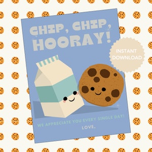Chip-Chip-Hurra-Karte, Cookie-Dankeschön-Karte, Lehrer-Dankeschön-Geschenk, Schulabschlussgeschenk, Dankeskarte, Babysitter zum Ausdrucken