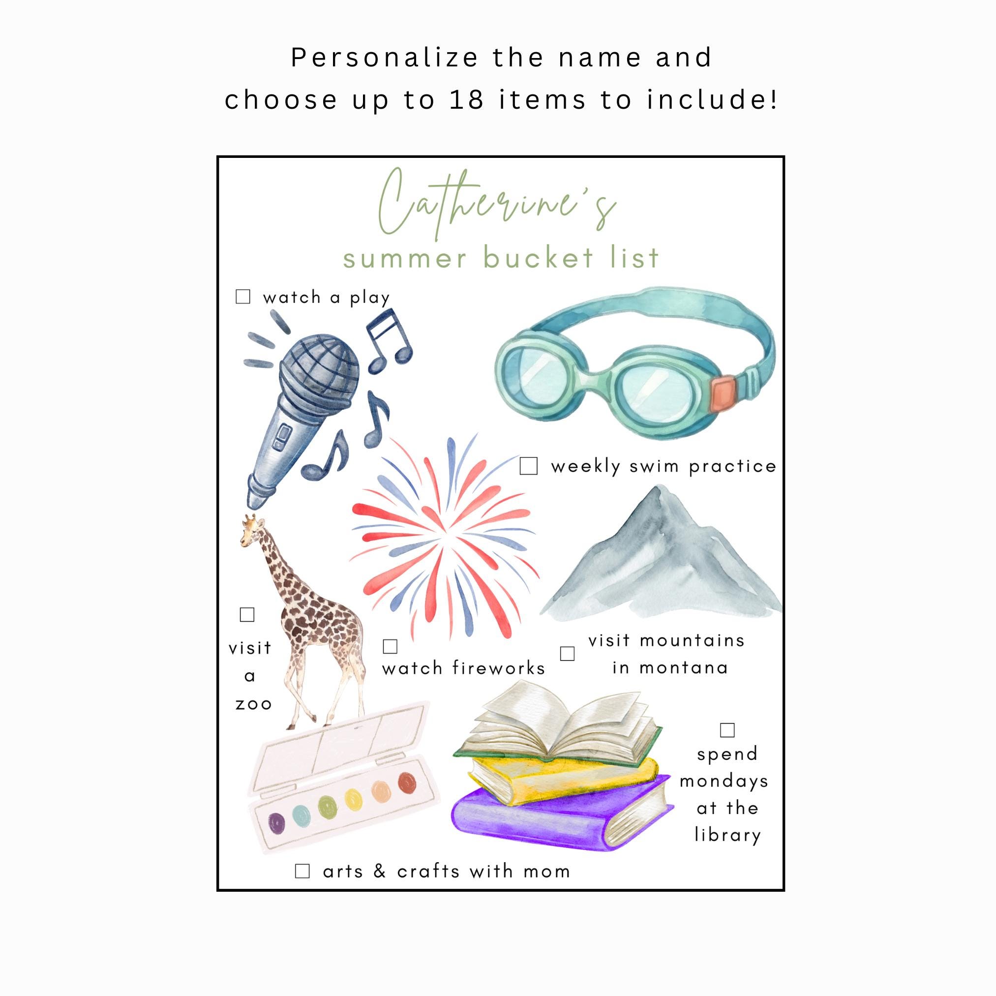 Custom Bucket List, Personalized Bucket List Gift, Printable or Digital ...