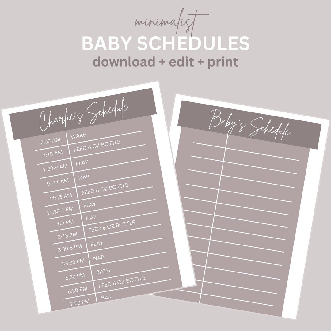 Handwritten Schedule Example Minimalist Baby + Toddler Daily Schedule, Customizable + Handwritten ...
