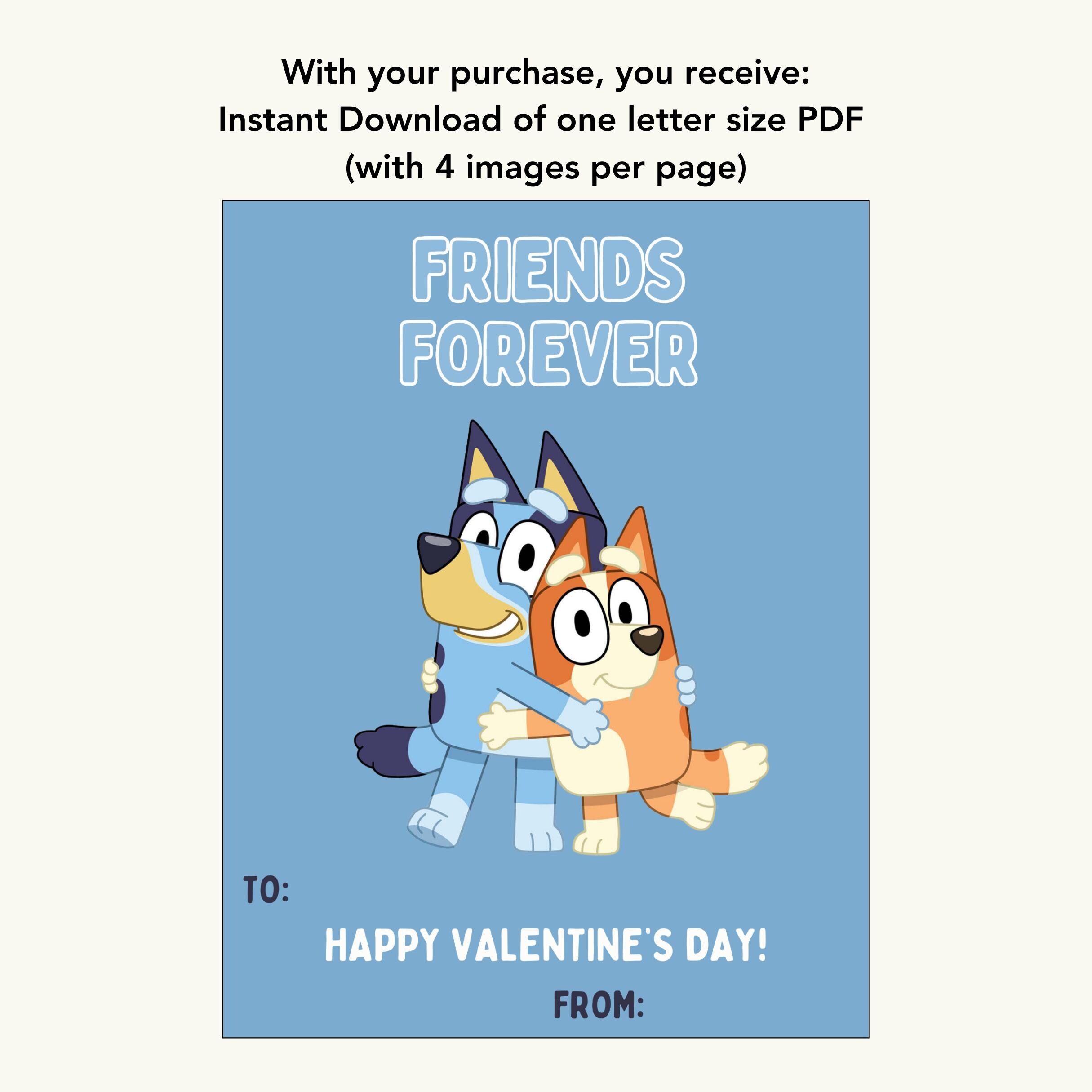 Bluey Valentines Card, Bluey and Bingo, Friends Forever, Instant ...
