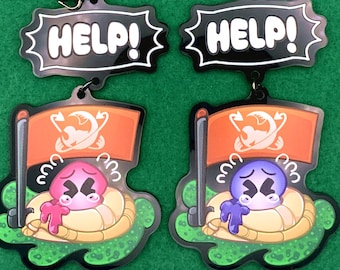 Splat Salmon Run Help! Lifesaver Linked Keychain | Solid Linked Acrylic Keychain