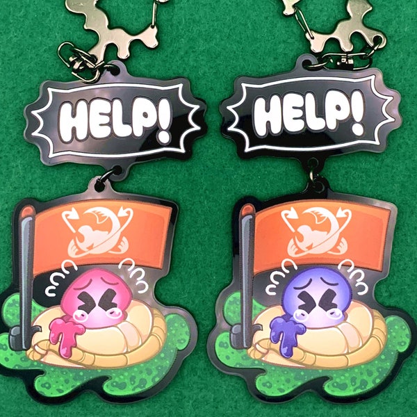 Splat Salmon Run Help! Lifesaver Linked Keychain | Solid Linked Acrylic Keychain