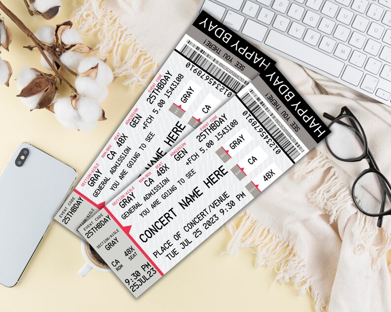 Custom Concert Ticket, Concert Ticket Template, Personalized Event