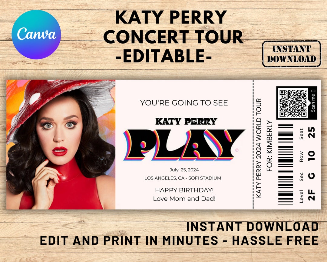 Editable Katy Perry Ticket, Katy Perry Concert Ticket, Event Ticket