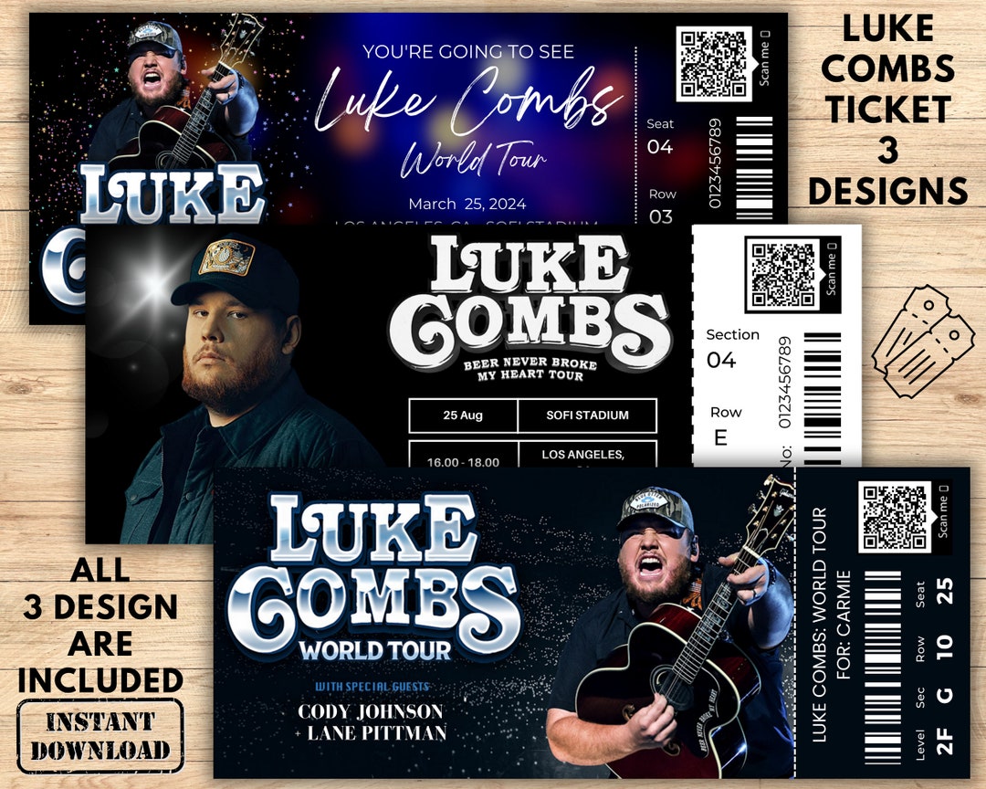 Luke Combs World Tour Ticket, Luke Combs Ticket, Canva Fully Editable