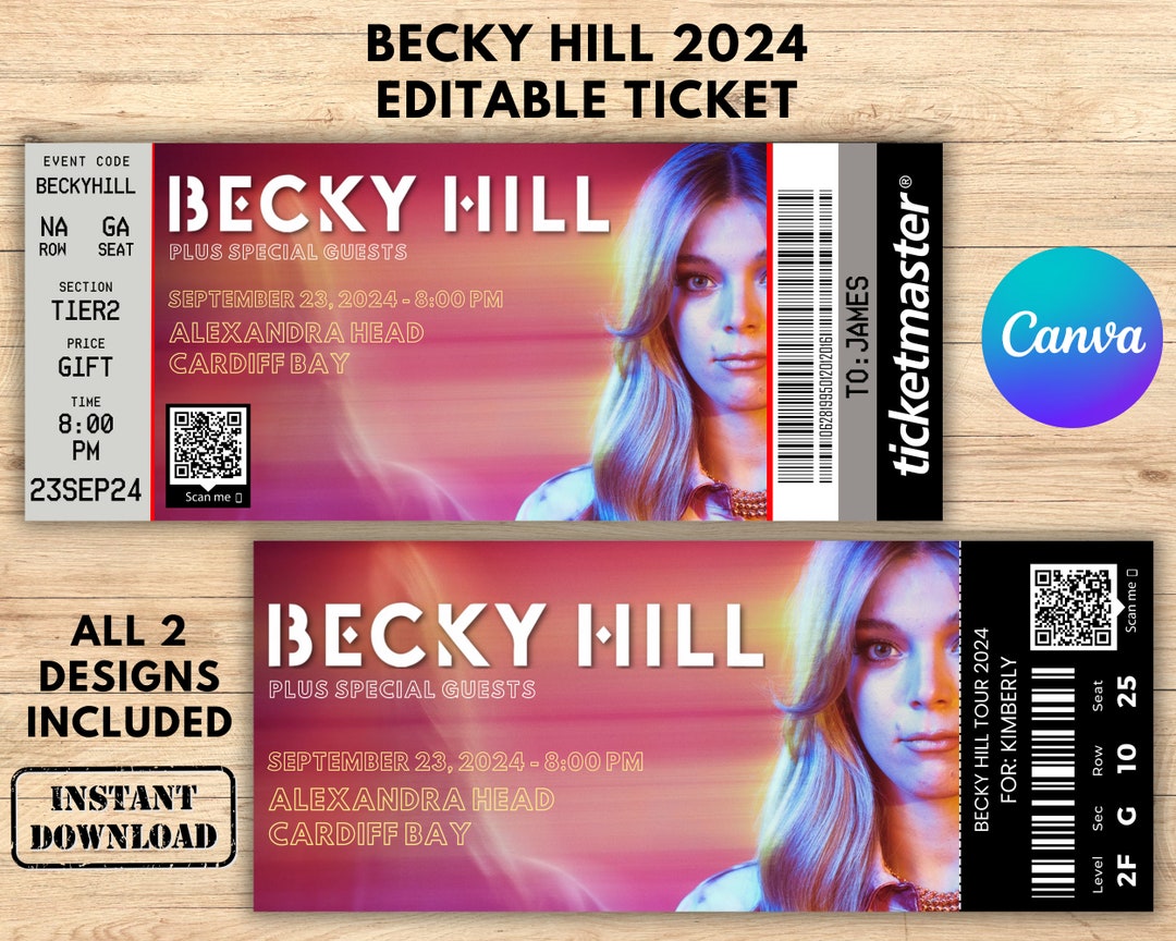 Editable Becky Hill Concert Ticket 2024 Tour, All UK & Ireland Dates