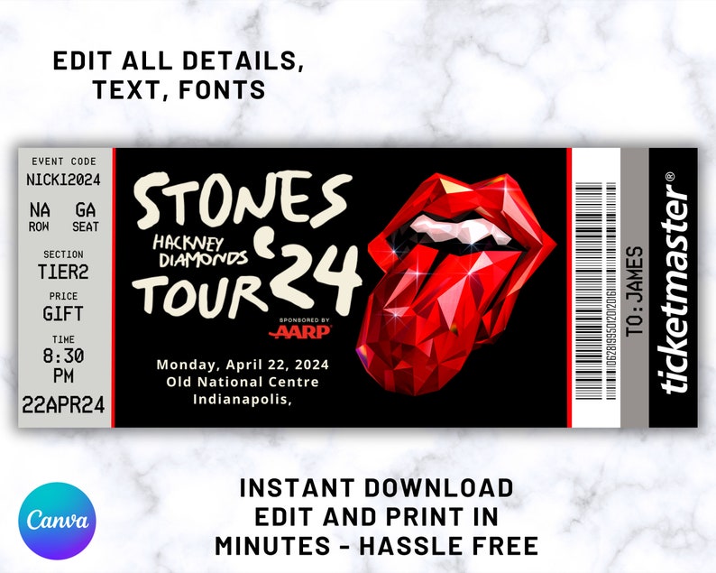 The Rolling Stones Hackney Diamonds USA Tour 2024 Presentation Ticket