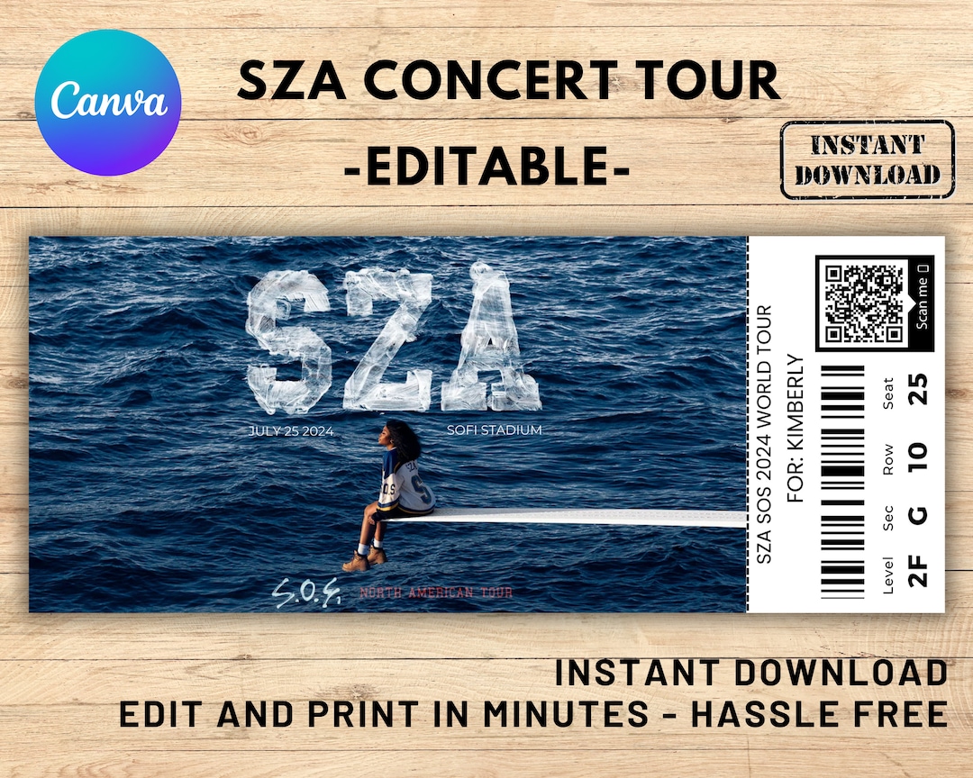 Sza Ticket, Custom SZA SOS Tour 2023, SZA Ticket Editable, Concert