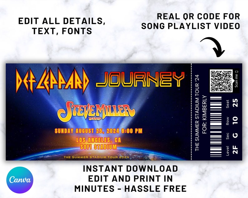 Def Leppard Journey Steve Miller Band, Presentation Gift Tickets