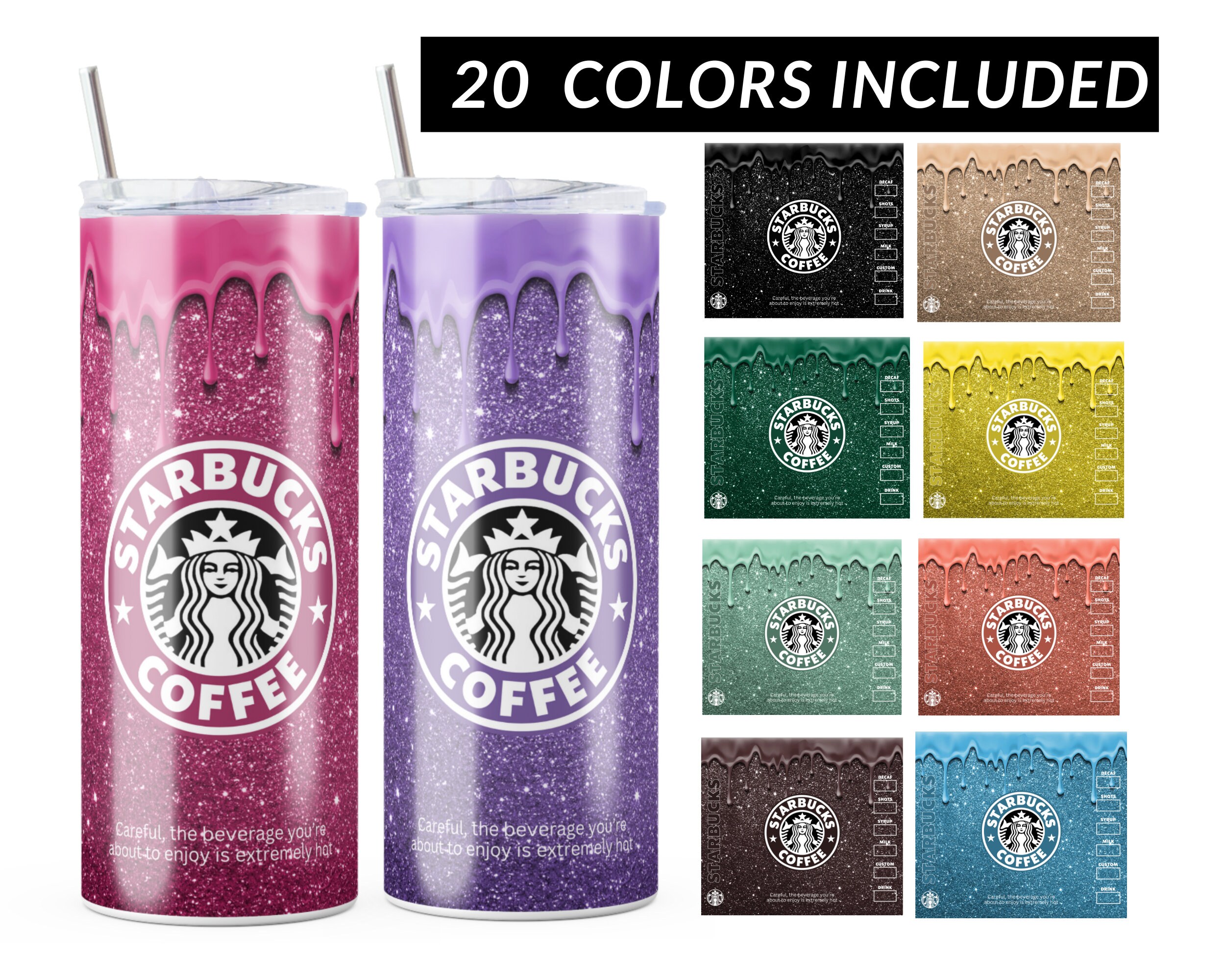 Purple Cloud Tumbler with Glitter Purple Personalized Starbucks Logo Decal  - 20oz Double Wall Insulated Tumbler with sipper lid and straw – Candy  Wrapper Store