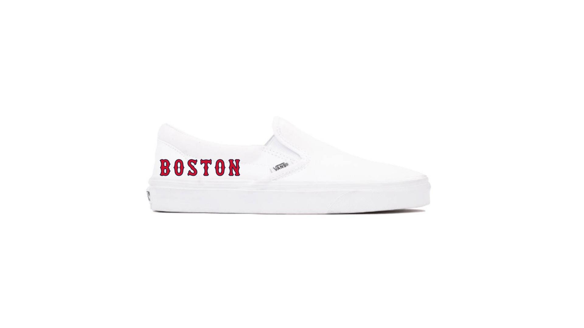 Boston Red Sox Adult Vans Slip-on Sneakers - Etsy